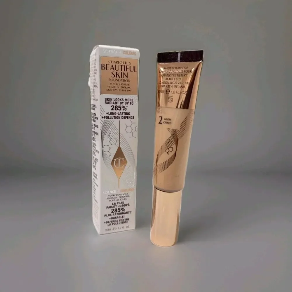 Charlotte Tilbury Beautiful Skin Foundation 2 Warm Hydrating Medium Authentic!!